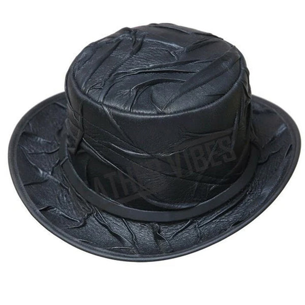 Top Hat-Marlow Crinckle Leather, Leather hat,Leather Top Hat,Gothic Top Hat,Mens Top Hat,Steampunk Top Hat,Custom Top Hat