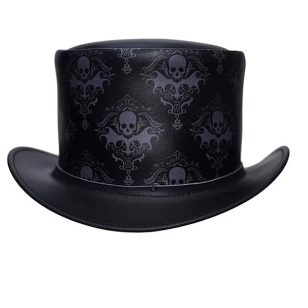 Top Hat Leather Black Top Hat Steampunk Hat Gothic hat Victorian Hat Biker Hat Halloween Hat Halloween Costumes Halloween gifts