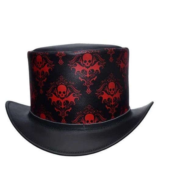 Top Hat Leather Black Top Hat Steampunk Hat Gothic hat Victorian Hat Biker Hat Halloween Hat Halloween Costumes Halloween gifts Leather Hat