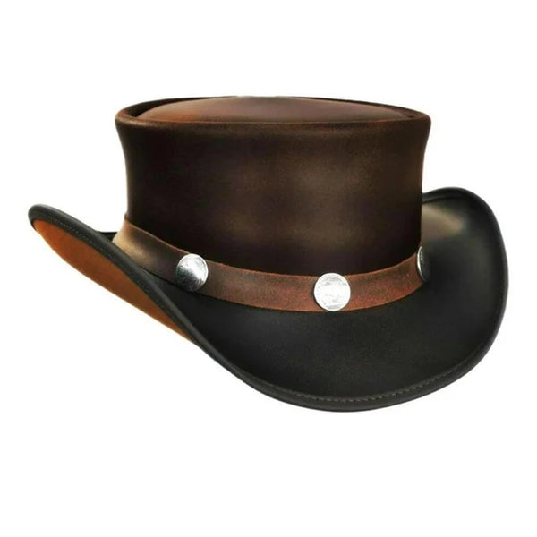 Top Hat-Coco Brown pale Rider Westren Leather hat,Leather Top Hat,Gothic Top Hat,Mens Top Hat,Steampunk Top Hat,Custom Top Hat