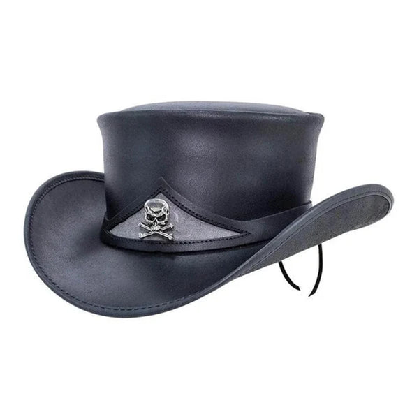 Pale Rider Skull top hat leather hat leather top hat gothic top hat men's top hat steampunk top hat custom top hat