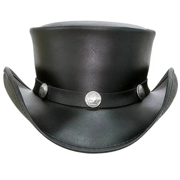 Top Hat-Black pale Rider Smokey Shaded Leather hat, Leather Top Hat, Gothic Top Hat, Men's Top Hat, Steampunk Top Hat, Custom Top Hat