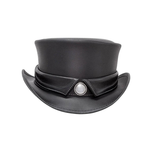 Marlow Collar Steampunk Black Leather Top Hat