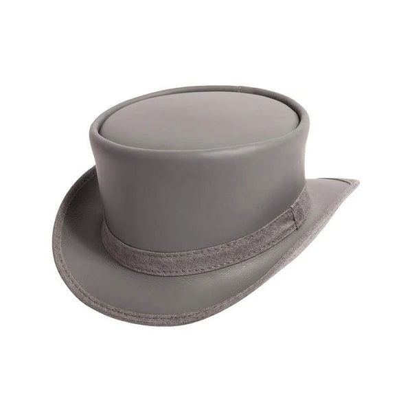 Grey Night top hat leather hat leather top hat gothic top hat men's top hat steampunk top hat custom top hat