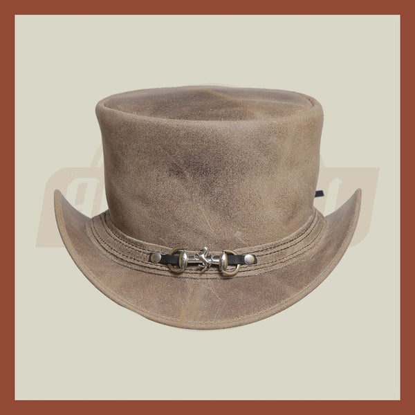 Crazy Horse Leather Horse Bit Band Classic Riding Top Hat Vintage Style