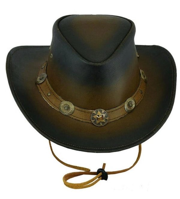 Cowboy Hat Outback Hat Unisex Western-Style Hat For Men Distressed Brown Leather Hat For Women Gift For Him Gift For Her