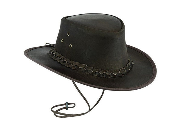 Cowboy Hat, Australian Outback Hat With Wide Brim And Braided Leather Band