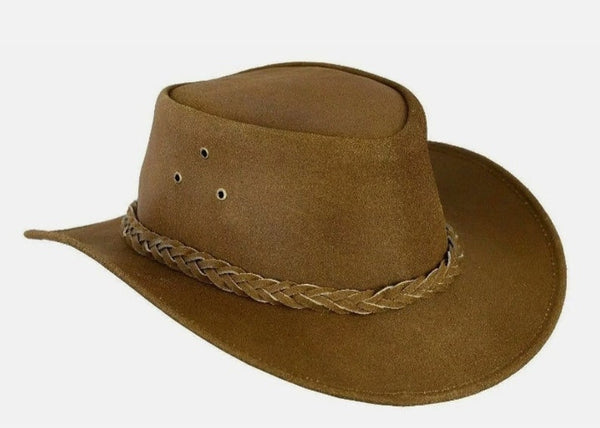 Cowboy Hat Outback Hat Unisex Western-Style Hat For Men Tan Brown Suede Hat For Women Gift For Him Gift For Her
